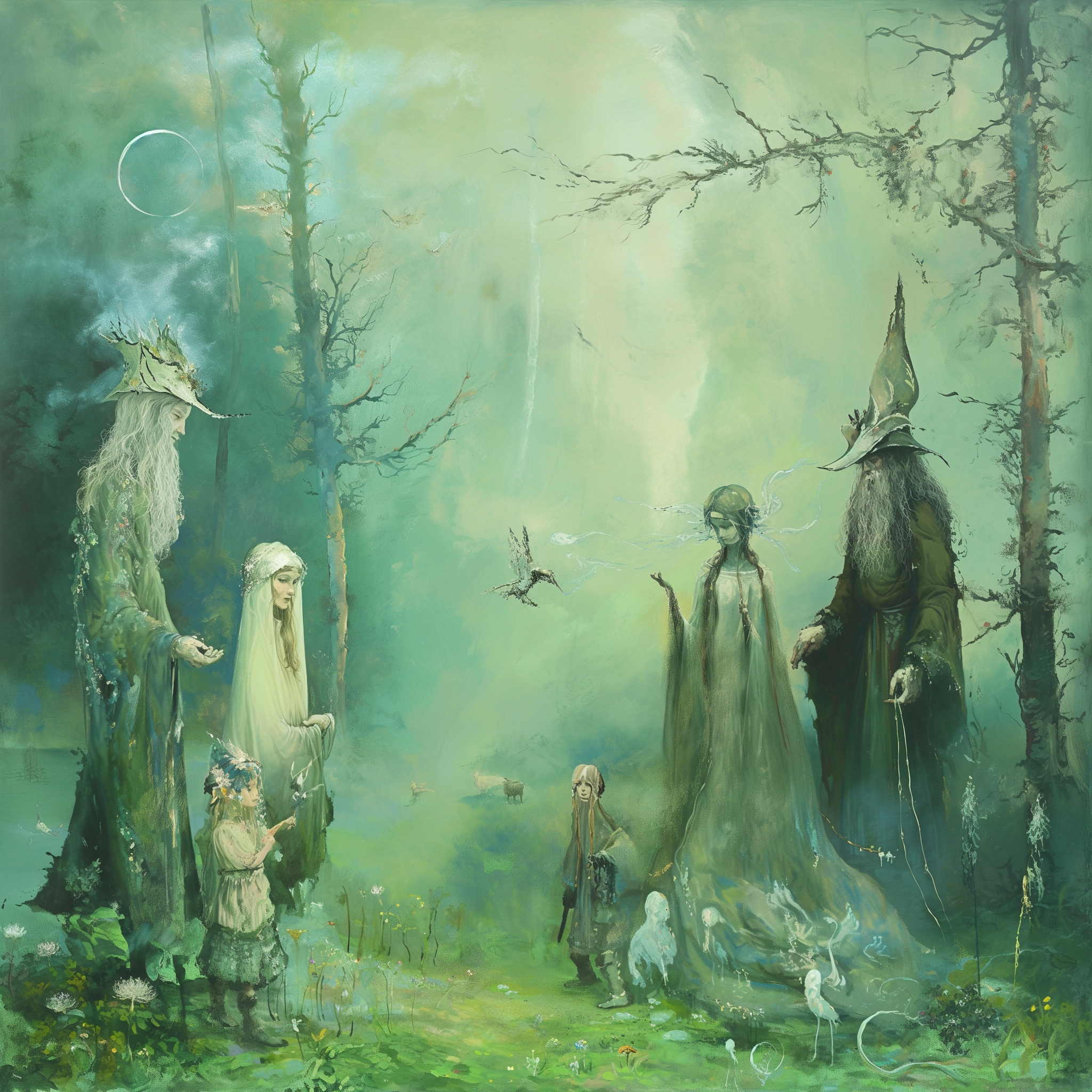 painting of characters from grimms fairy tales